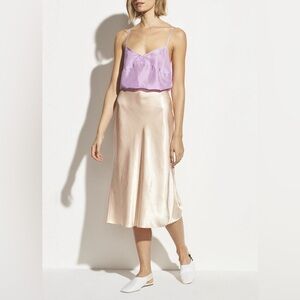 NWT Vince Satin Midi Slip Skirt, Lychee